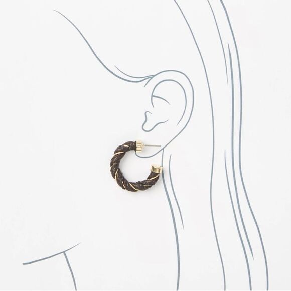 LOFT | Faux Leather Hoop Earrings | Deep Cacao - Picture 2 of 2